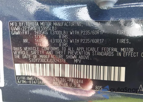 2018 Toyota Sienna Xle 8 Passenger from USA, damaged, VIN 5TDYZ3DCXJS924278